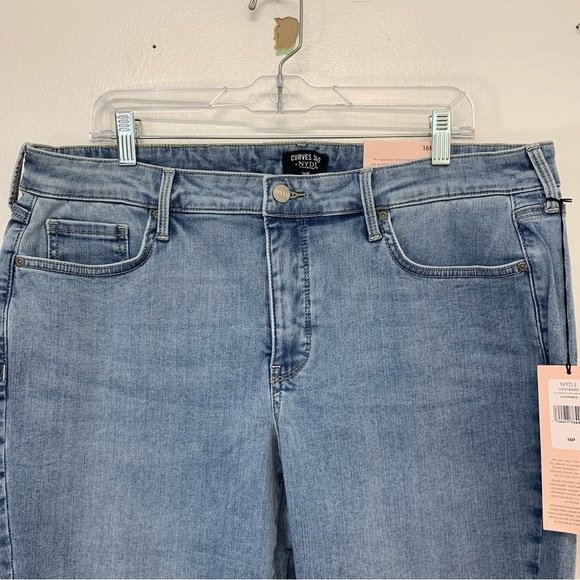 NYDJ Curves 360‎ Jeans Woman 16P   Slim Straight Crop Side Slit Blue Stretch - Picture 2 of 11